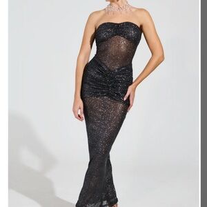 AKIRA Black Glitter Maxi Dress